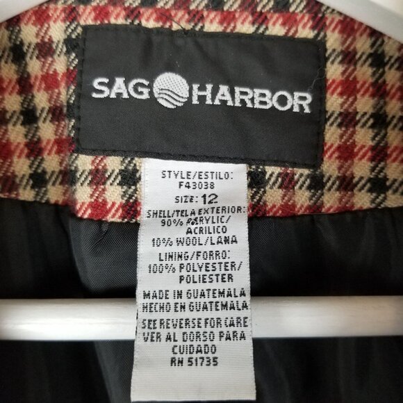 Sag Harbor 12 Red Tan plaid Blazer Double button, flap pockets - Picture 3 of 7